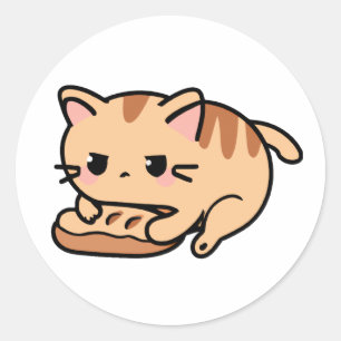 Adesivo Redondo Pão amassado de gato