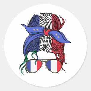 Adesivo Redondo Pão bagunçado com bandeira francesa
