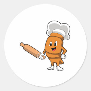 Adesivo Redondo Pão como Cozinhar com Pino de Rolagem