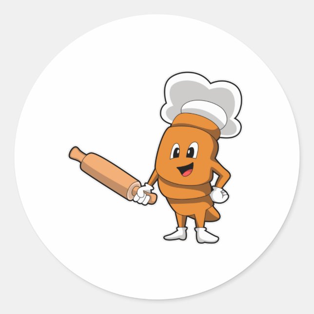 Adesivo Redondo Pão como Cozinhar com Pino de Rolagem (Frente)