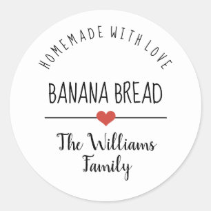 Adesivo Redondo pão de banana casado com amor classe branca simple