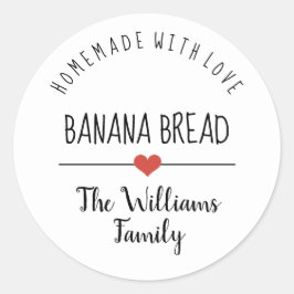 Adesivo Redondo pão de banana casado com amor simples branco