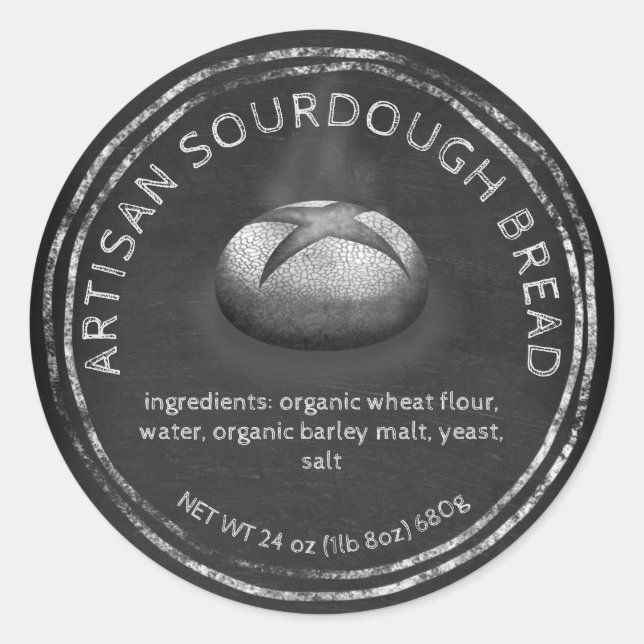 Adesivo Redondo Pão de bico-de-bico russo com ingredientes (Frente)