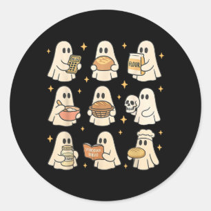 Adesivo Redondo Pão de Fermento Natural Halloween Fantasma Fofo Ca