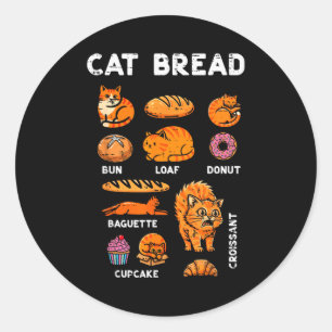 Adesivo Redondo Pão de Gato Bun Fatia Cute Kitten Kitty Comida Pun