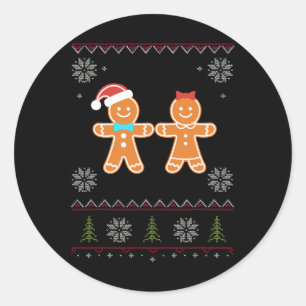Adesivo Redondo Pão de Gengala & Rapariga Suor Feio Natal