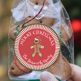 Adesivo Redondo Pão de Gengala com Papai Noel Feliz Natal