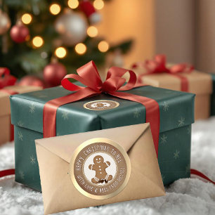 Adesivo Redondo Pão de Gengala Fresco Cookie Kraft Envelope Seal