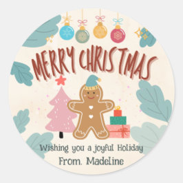 Adesivo Redondo Pão de gengibre bonito de Natal