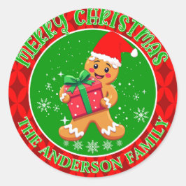 Adesivo Redondo Pão de Gengibre Cinto Personalizado Feliz Natal