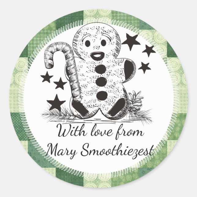 Adesivo Redondo Pão-de-gengibre comida de Natal da cozinha (Frente)