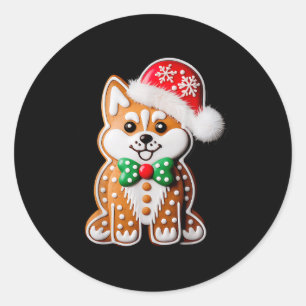 Adesivo Redondo Pão de gengibre engraçado Husky Siberiano Natal Mu