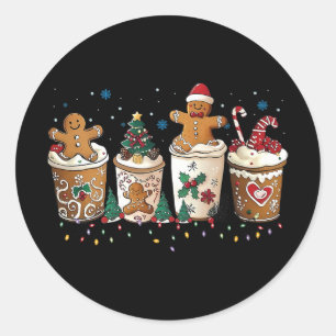 Adesivo Redondo Pão de gengibre Natal Café Fofo Doce Inverno Hol