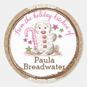 Adesivo Redondo Pão de gengibre Natal da cozinha