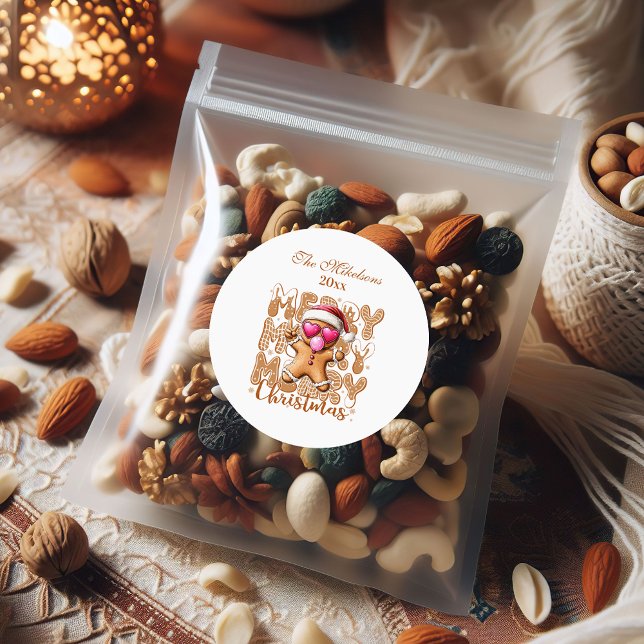 Adesivo Redondo Pão de Gingerpão bonito Natal (Criador carregado)