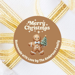 Adesivo Redondo Pão-de-natal beige castanho feito à mão