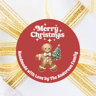 Adesivo Redondo Pão de Natal branco feito à mão