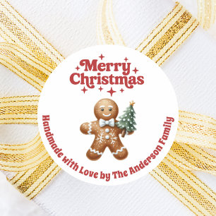 Adesivo Redondo Pão de Natal branco feito à mão