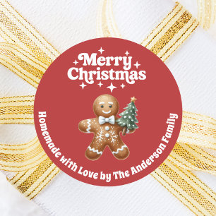 Adesivo Redondo Pão de Natal branco feito à mão