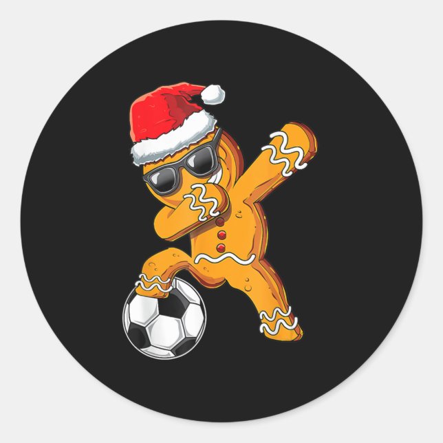 Adesivo Redondo Pão de Natal Dabbing Gingerpão Homem Dab Futebol (Frente)