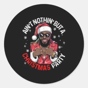 Adesivo Redondo Pão de Natal do Papai Noel Negro-Africano