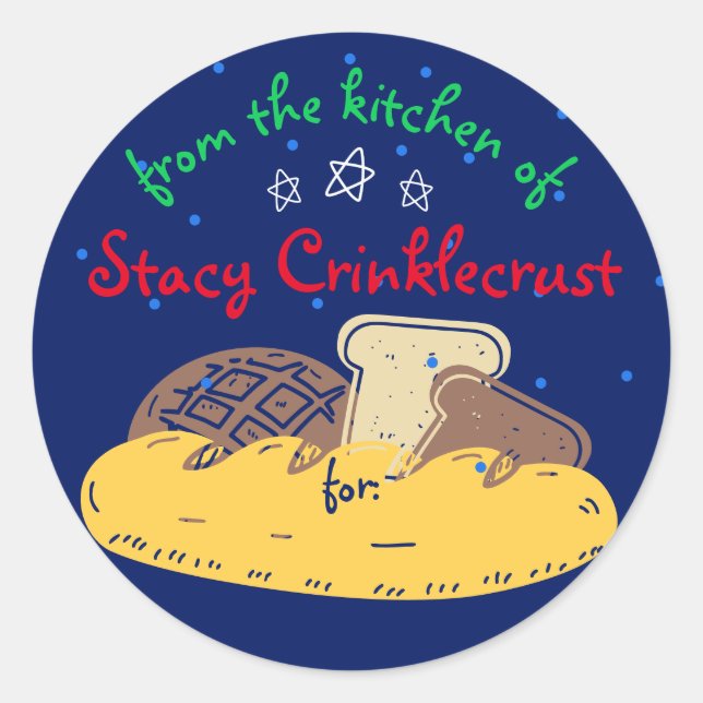 Adesivo Redondo Pão de Natal personalizado da cozinha de (Frente)