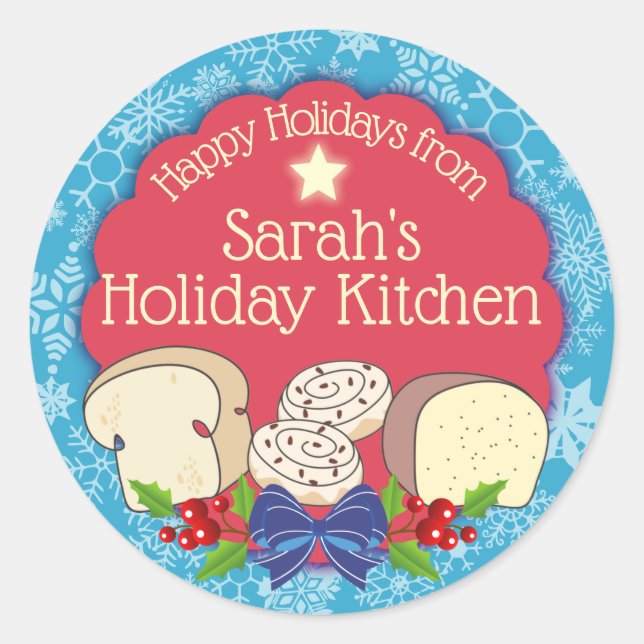 Adesivo Redondo Pão-de-natal rolo de canela da cozinha (Frente)