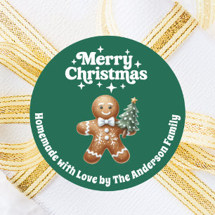 Adesivo Redondo Pão de Natal verde feito à mão