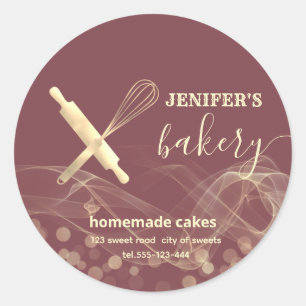 Adesivo Redondo Pão de ouro moderno, padaria de produtos cozidos