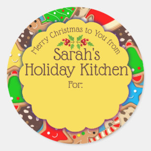 Adesivo Redondo Pão de pão de Natal da cozinha da