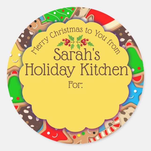 Adesivo Redondo Pão de pão de Natal da cozinha da (Frente)