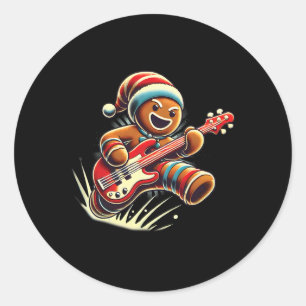 Adesivo Redondo Pão Gingerpão tocando violão guitarrista de natal