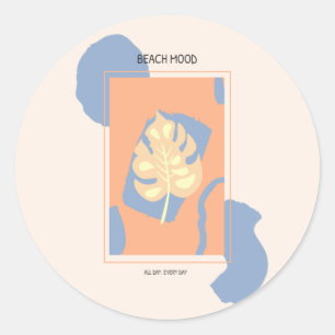 Adesivo Redondo Pão Tropical Abstrato do Mood de Praia