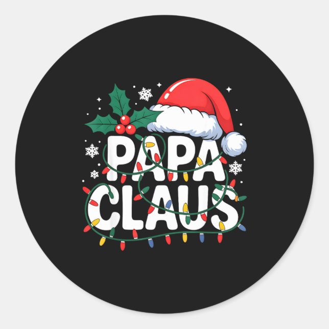Adesivo Redondo Papa Claus Christmas Lights Santa Family Matching  (Frente)