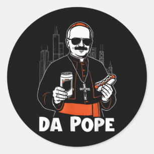 Adesivo Redondo Papa de Chicago Leo Xiv Da Pope Meme Engraçado