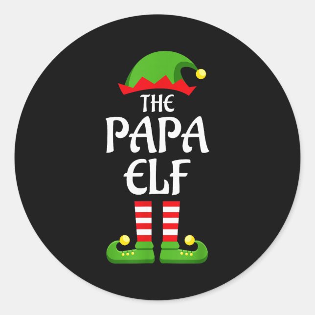 Adesivo Redondo Papa Elf Family Matching Group Christmas Dad  (Frente)
