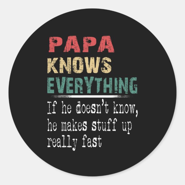 Adesivo Redondo Papa Knows Everything - Christmas Grandpa Gift  (Frente)