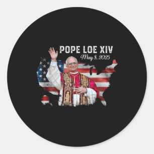 Adesivo Redondo Papa Leão Xiv 8 de maio de 2025 Bandeira da Améric