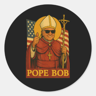 Adesivo Redondo Papa Leo Pope Bob Primeiro Papa Americano Vintage
