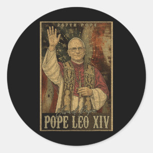 Adesivo Redondo Papa Leo Xiv 14 Primeiro Papa Americano Flag Vin