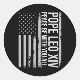 Adesivo Redondo Papa Leo Xiv 14 Primeiro Papa Americano Flag Vin