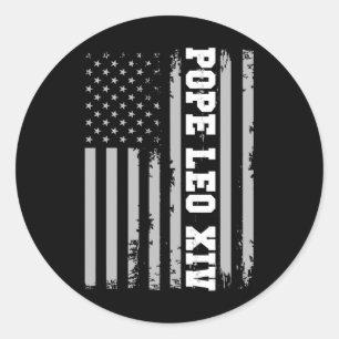 Adesivo Redondo Papa Leo Xiv 14 Primeiro Papa Americano Flag Vin