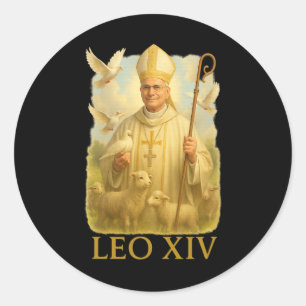 Adesivo Redondo Papa Leo Xiv Doves - Cristã Fé Católica Insp