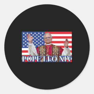 Adesivo Redondo Papa Leo Xiv Novo Papa Primeiro Papa Pavilhão Amer