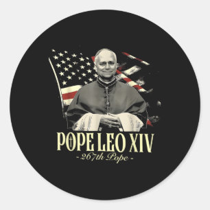 Adesivo Redondo Papa Leo Xiv Patriótico, Cristão Católico dos Esta