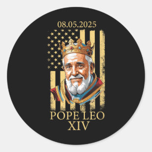 Adesivo Redondo Papa Leo Xiv, Vaticano de bandeira americana Leo X