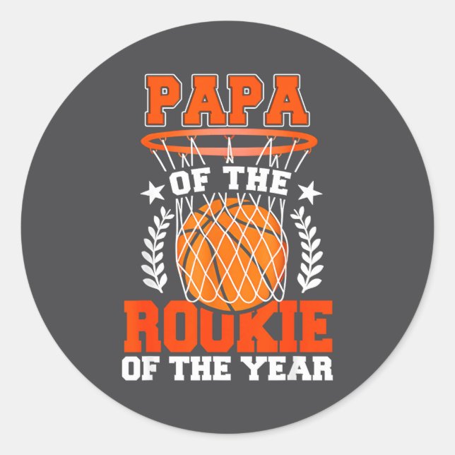 Adesivo Redondo Papa Of Rookie 1st Basketball Bday Theme Matching  (Frente)