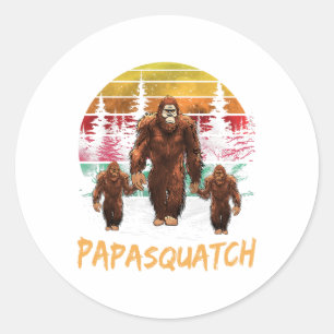 Adesivo Redondo Papa Squatch Retro Bigfoot Sasquatch Yeti Fath