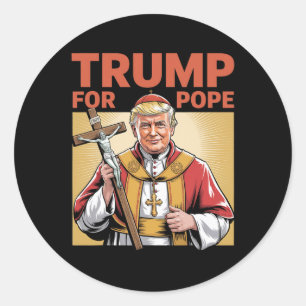 Adesivo Redondo Papa Trump Engraçado Trump Vaticano Cristão Retro