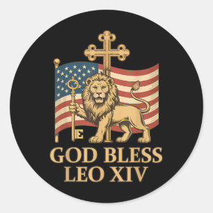 Adesivo Redondo Papa vaticano Leo Xiv - Papa Deus abençoe Leo Xiv